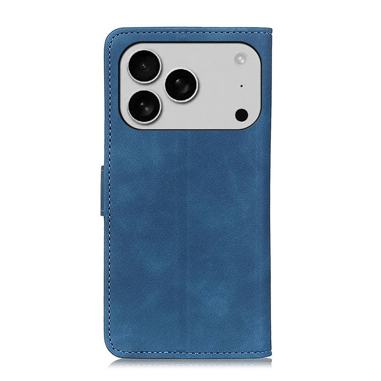 KHAZNEH For iPhone 17 Pro Case PU Leather Retro Texture Phone Cover - Blue