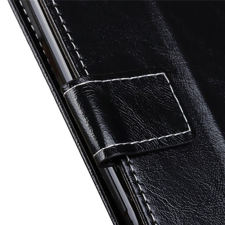 For iPhone 17 Case Wallet Leather Phone Cover Crazy Horse Texture - Black