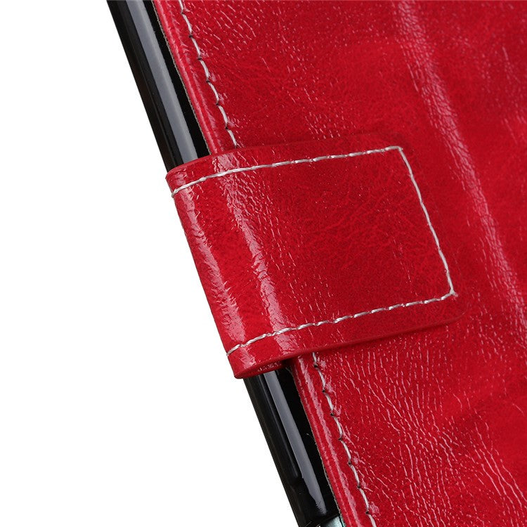 For iPhone 17 Case Wallet Leather Phone Cover Crazy Horse Texture - Red