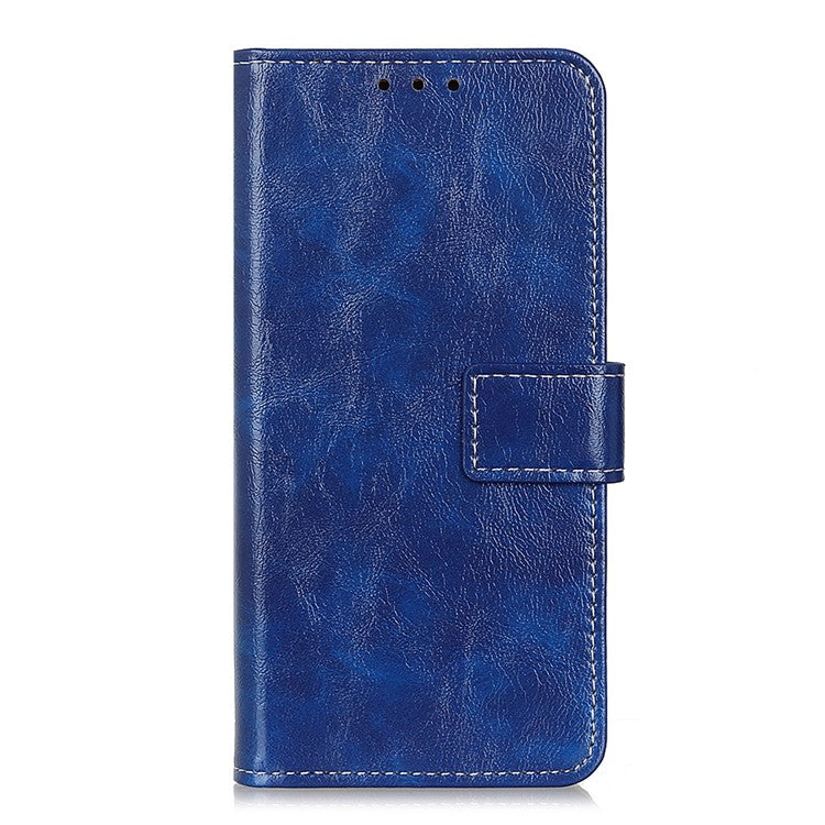 For iPhone 17 Case Wallet Leather Phone Cover Crazy Horse Texture - Blue