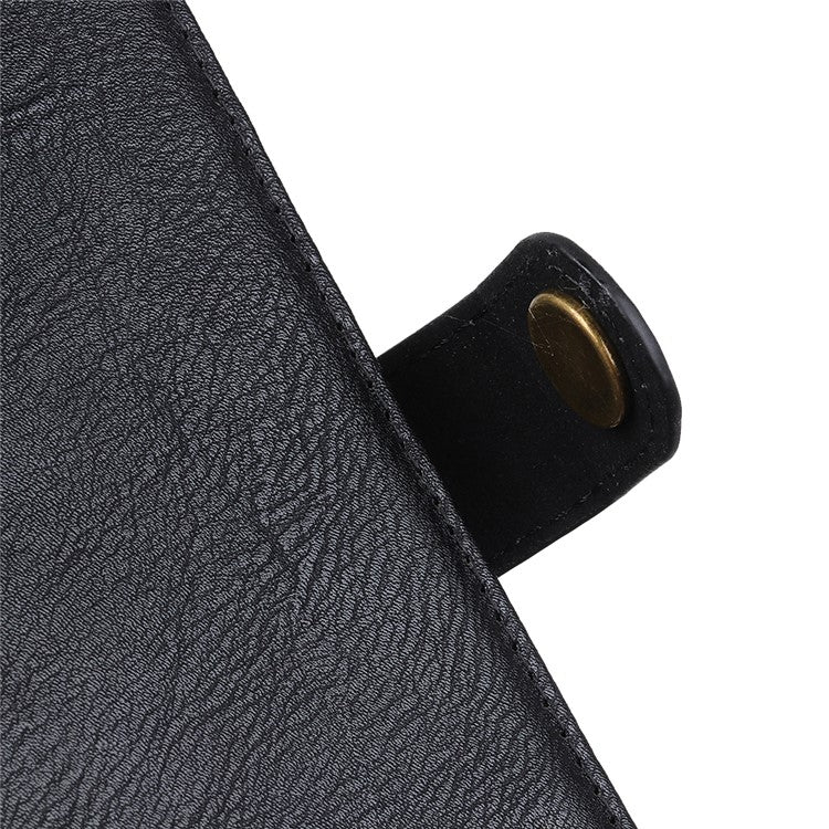 KHAZNEH For iPhone 17 Wallet Case Cowhide Texture Leather Flip Phone Cover - Black