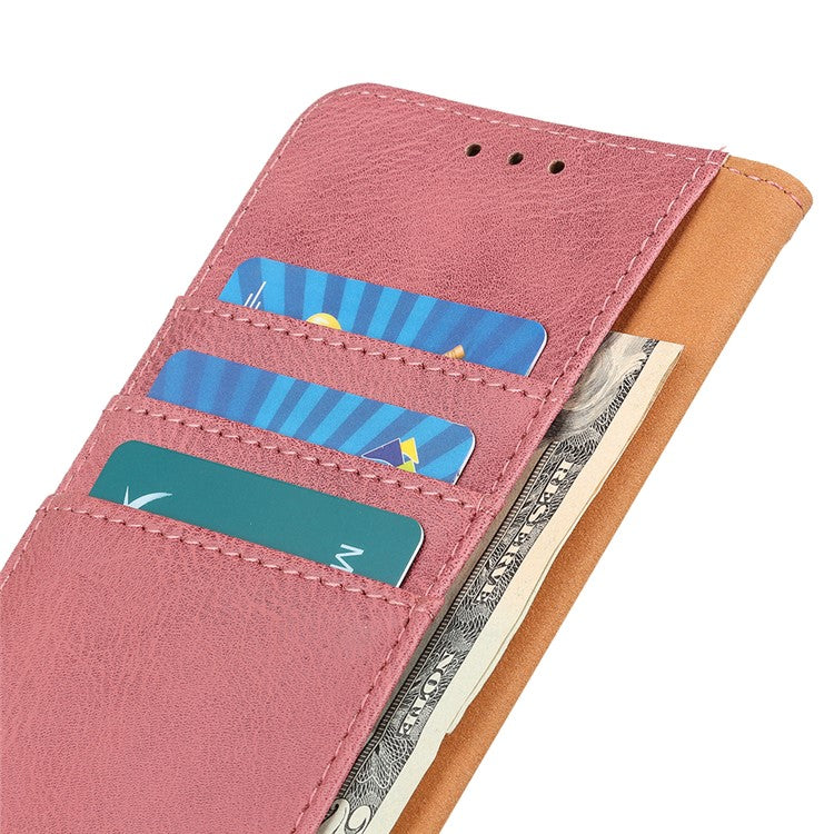 KHAZNEH For iPhone 17 Wallet Case Cowhide Texture Leather Flip Phone Cover - Pink