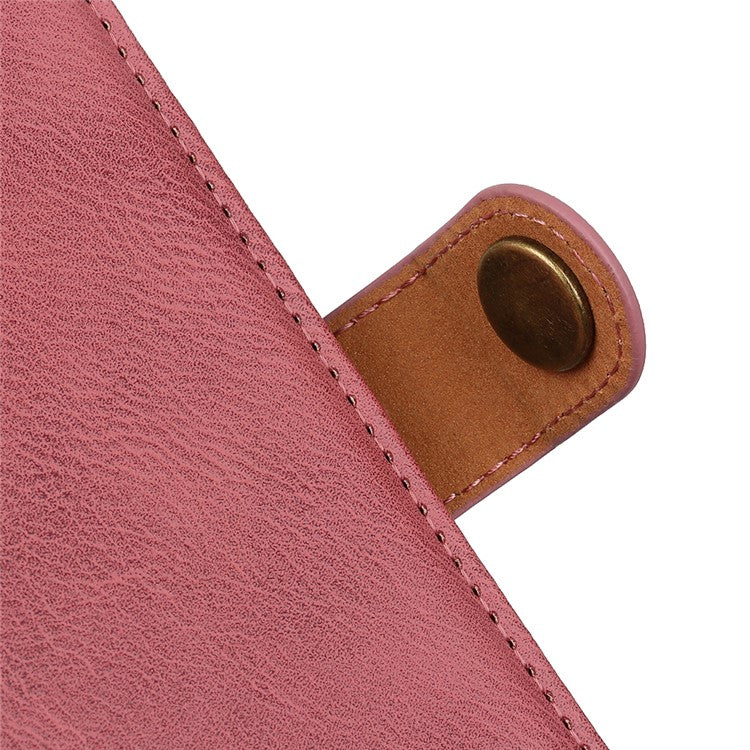 KHAZNEH For iPhone 17 Wallet Case Cowhide Texture Leather Flip Phone Cover - Pink