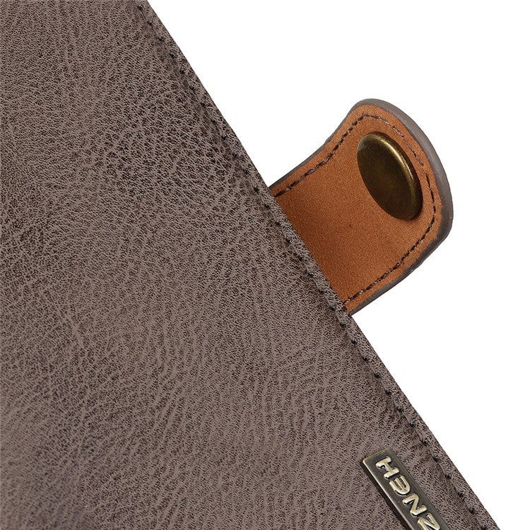 KHAZNEH For iPhone 17 Wallet Case Cowhide Texture Leather Flip Phone Cover - Khaki