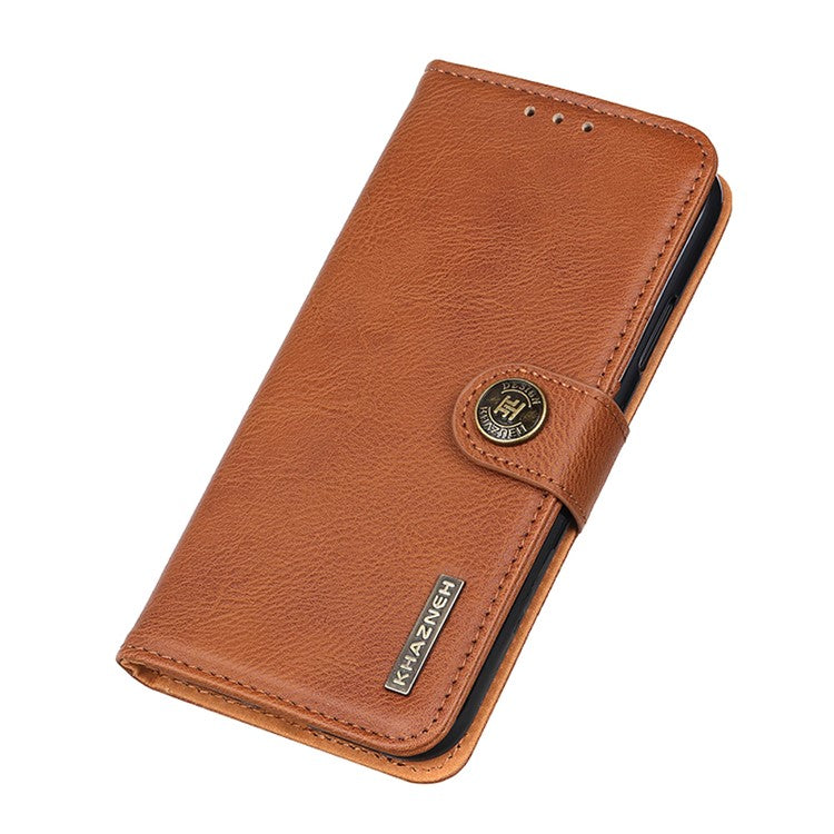KHAZNEH For iPhone 17 Wallet Case Cowhide Texture Leather Flip Phone Cover - Brown