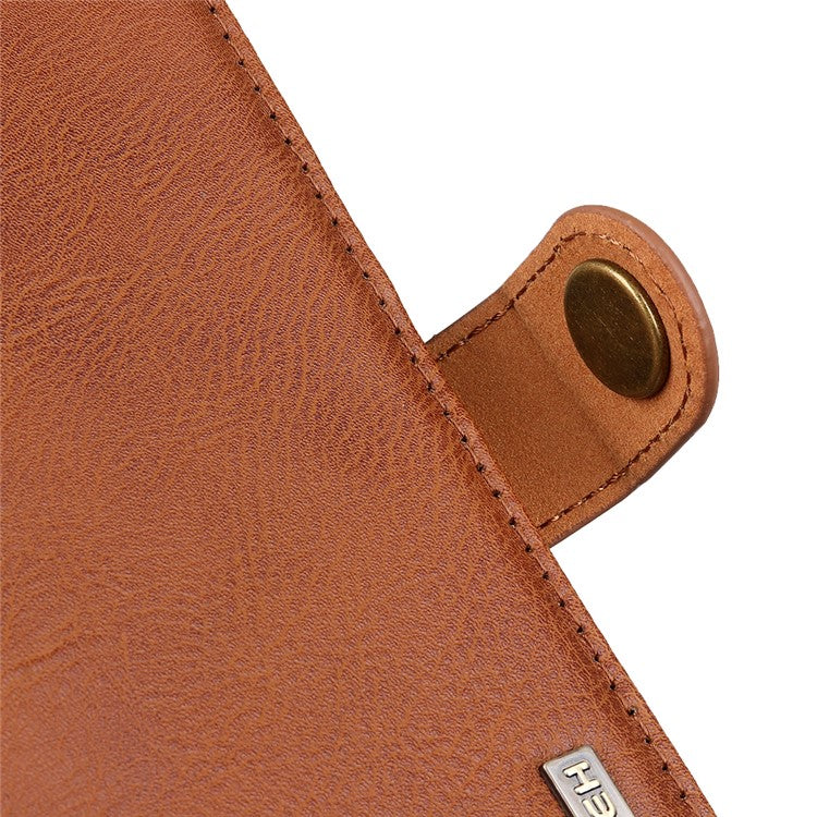 KHAZNEH For iPhone 17 Wallet Case Cowhide Texture Leather Flip Phone Cover - Brown