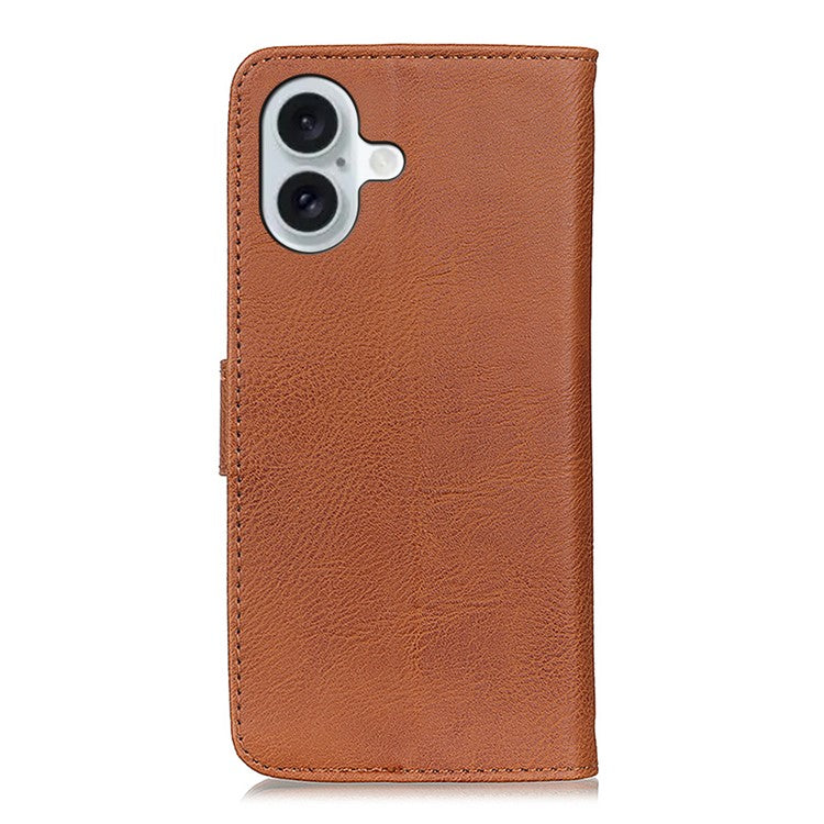 KHAZNEH For iPhone 17 Wallet Case Cowhide Texture Leather Flip Phone Cover - Brown
