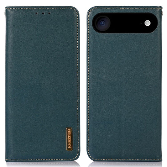 KHAZNEH For iPhone 17 Air Case Wallet Genuine Cow Leather Phone Cover Nappa Texture - Green
