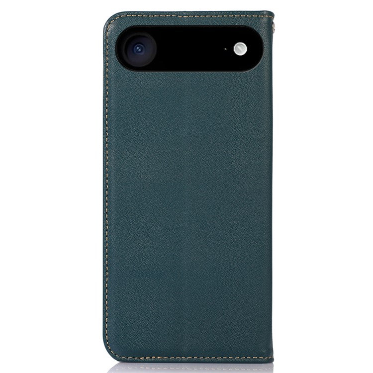 KHAZNEH For iPhone 17 Air Case Wallet Genuine Cow Leather Phone Cover Nappa Texture - Green