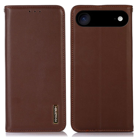 KHAZNEH For iPhone 17 Air Case Wallet Genuine Cow Leather Phone Cover Nappa Texture - Brown