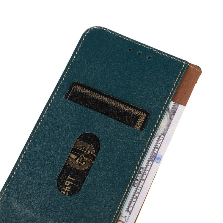 KHAZNEH For iPhone 17 Pro Case Wallet Genuine Cow Leather Phone Cover Nappa Texture - Green