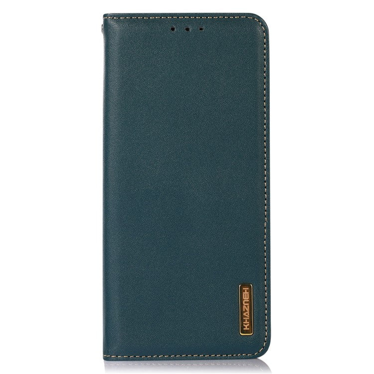 KHAZNEH For iPhone 17 Pro Case Wallet Genuine Cow Leather Phone Cover Nappa Texture - Green
