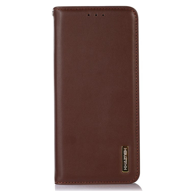 KHAZNEH For iPhone 17 Pro Case Wallet Genuine Cow Leather Phone Cover Nappa Texture - Brown