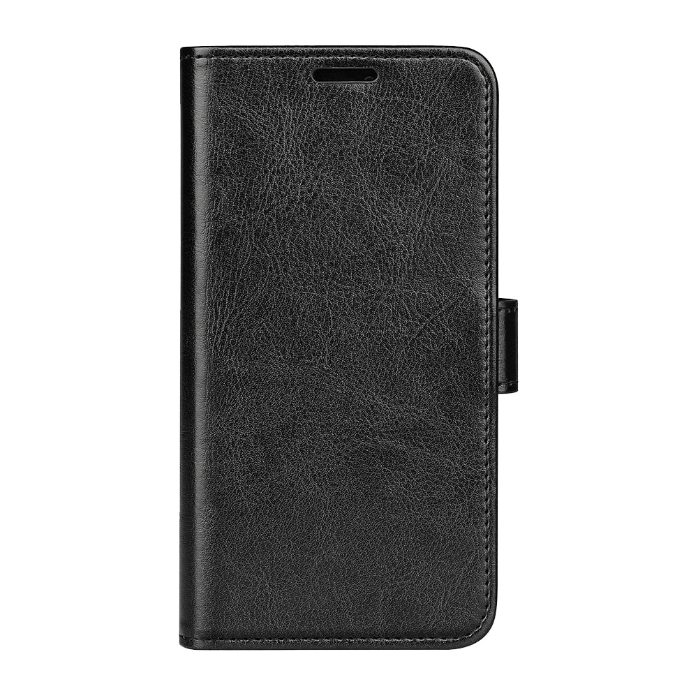 For iPhone 17 Case Crazy Horse Texture Stand Leather Phone Cover - Black