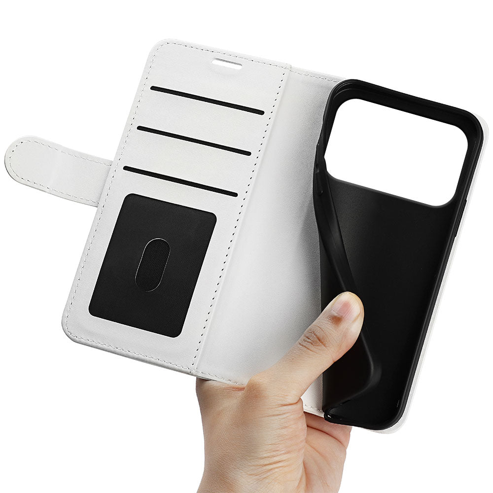 For iPhone 17 Pro Case Crazy Horse Texture Stand Leather Phone Cover - White
