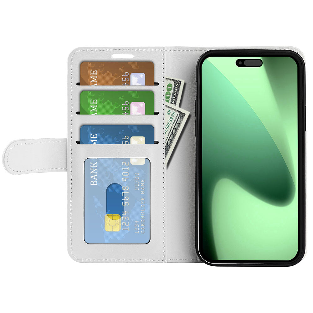 For iPhone 17 Pro Case Crazy Horse Texture Stand Leather Phone Cover - White