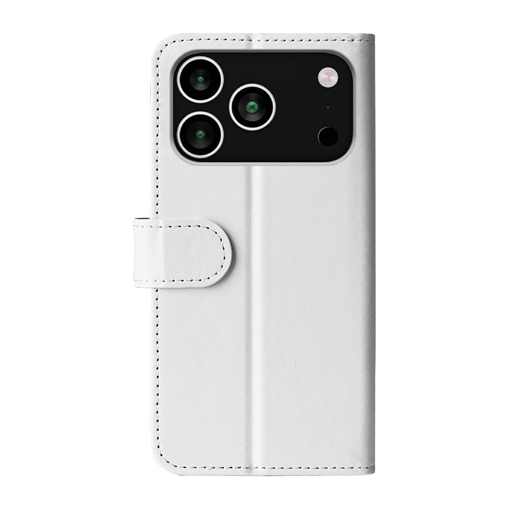 For iPhone 17 Pro Case Crazy Horse Texture Stand Leather Phone Cover - White