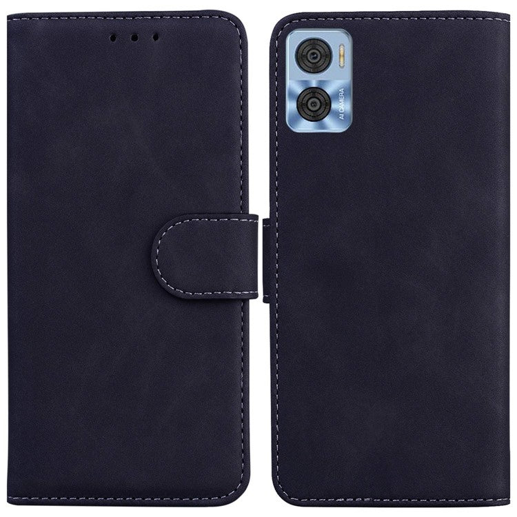 Smartphone Cover for Motorola Moto E22 4G / E22i 4G, Drop Resistant PU Leather Flip Wallet Case Viewing Stand Phone Shell - Black