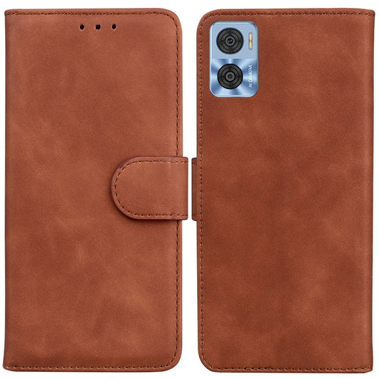 Smartphone Cover for Motorola Moto E22 4G / E22i 4G, Drop Resistant PU Leather Flip Wallet Case Viewing Stand Phone Shell - Brown