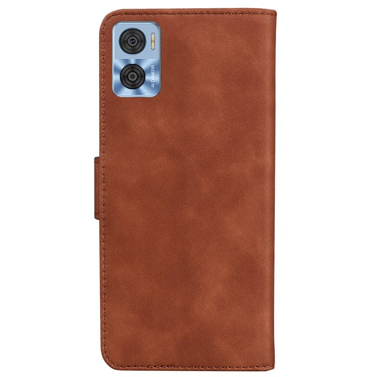 Smartphone Cover for Motorola Moto E22 4G / E22i 4G, Drop Resistant PU Leather Flip Wallet Case Viewing Stand Phone Shell - Brown