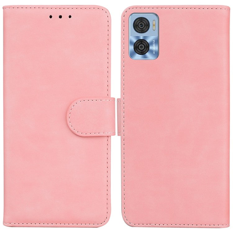 Smartphone Cover for Motorola Moto E22 4G / E22i 4G, Drop Resistant PU Leather Flip Wallet Case Viewing Stand Phone Shell - Pink