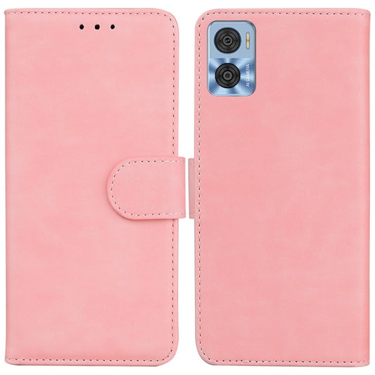 Smartphone Cover for Motorola Moto E22 4G / E22i 4G, Drop Resistant PU Leather Flip Wallet Case Viewing Stand Phone Shell - Pink