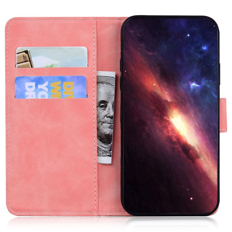 Smartphone Cover for Motorola Moto E22 4G / E22i 4G, Drop Resistant PU Leather Flip Wallet Case Viewing Stand Phone Shell - Pink