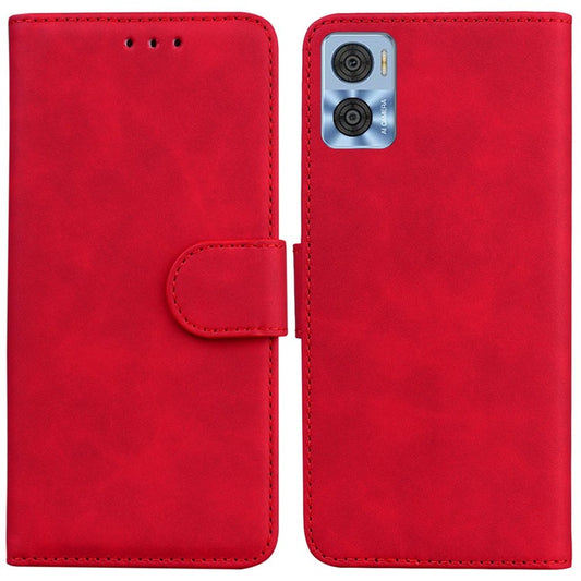 Smartphone Cover for Motorola Moto E22 4G / E22i 4G, Drop Resistant PU Leather Flip Wallet Case Viewing Stand Phone Shell - Red
