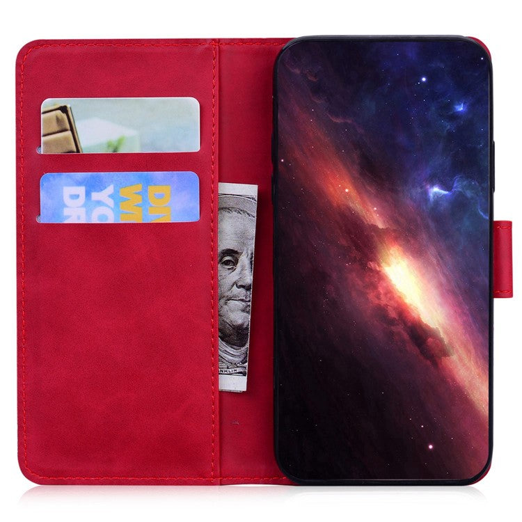 Smartphone Cover for Motorola Moto E22 4G / E22i 4G, Drop Resistant PU Leather Flip Wallet Case Viewing Stand Phone Shell - Red