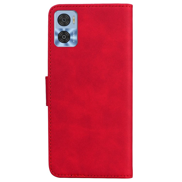Smartphone Cover for Motorola Moto E22 4G / E22i 4G, Drop Resistant PU Leather Flip Wallet Case Viewing Stand Phone Shell - Red