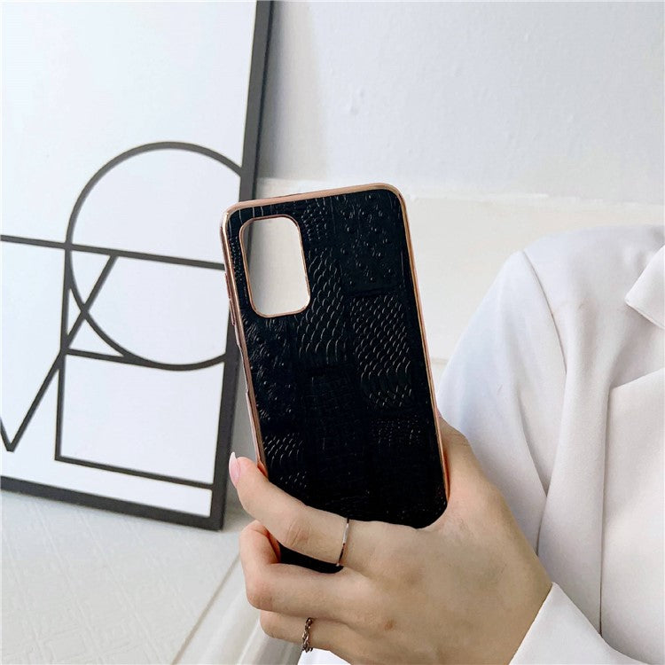 For Samsung Galaxy A13 4G Genuine Cowhide Leather+PC+TPU Phone Case Nano Electroplating Mahjong Texture Cell Phone Back Cover - Green