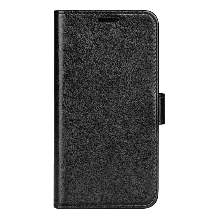 Anti-fall PU Leather Phone Cover for Motorola Moto E22 4G, Crazy Horse Texture Stand Flip Wallet Full Protection Phone Case - Black