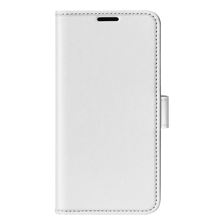 Anti-fall PU Leather Phone Cover for Motorola Moto E22 4G, Crazy Horse Texture Stand Flip Wallet Full Protection Phone Case - White