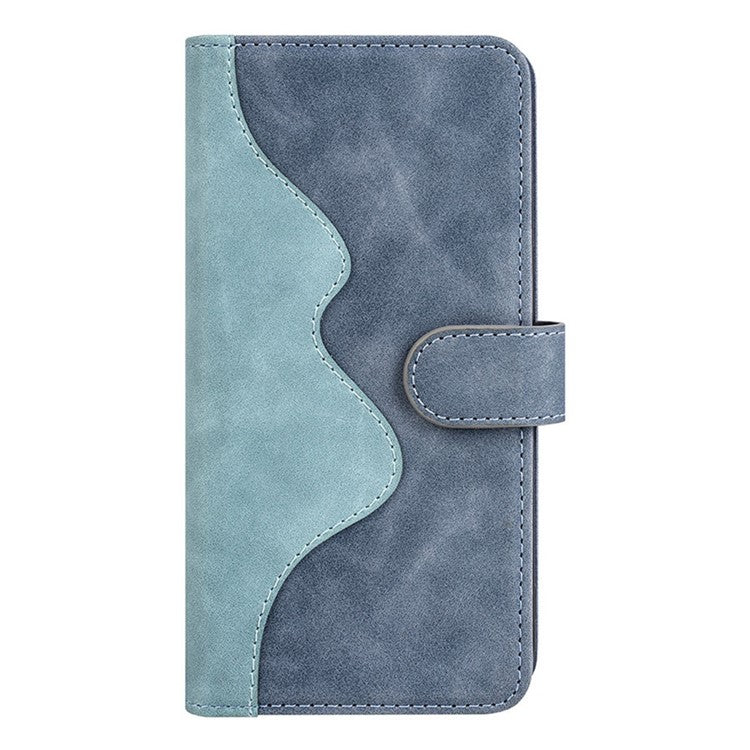 Shockproof Phone Shell For Motorola Moto E22 4G, PU Leather Color Splicing Stand Wallet Case Folio Flip Phone Cover - Blue
