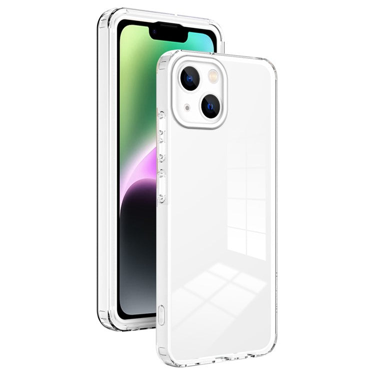 For iPhone 14 Plus 3-in-1 Ultra Thin Phone Case TPU PC Transparent Back Cover with Airbag Protection - White