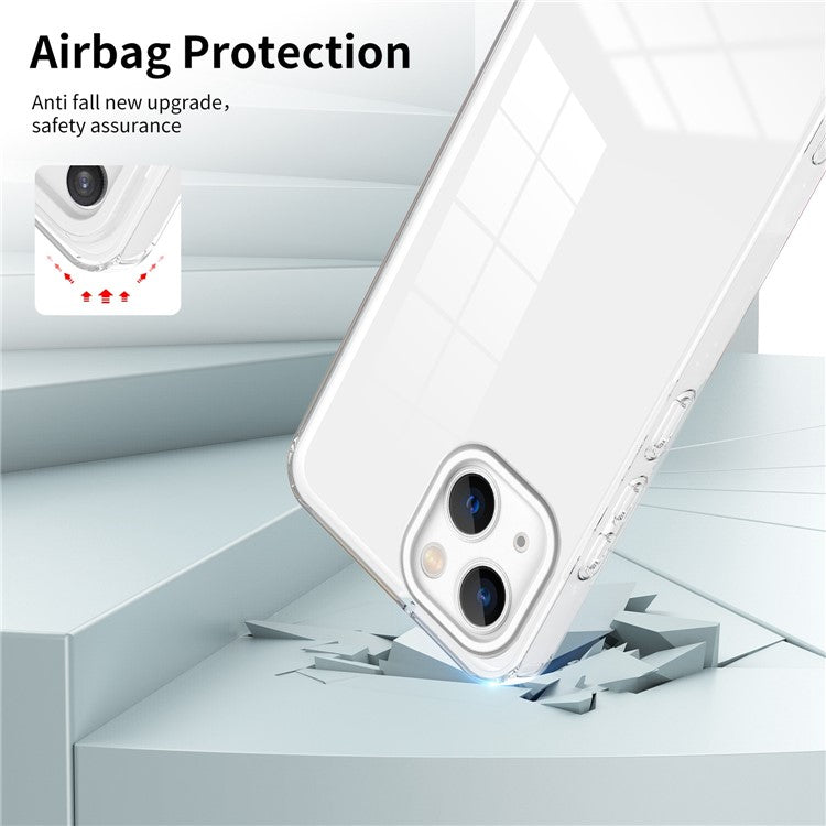 For iPhone 14 Plus 3-in-1 Ultra Thin Phone Case TPU PC Transparent Back Cover with Airbag Protection - White