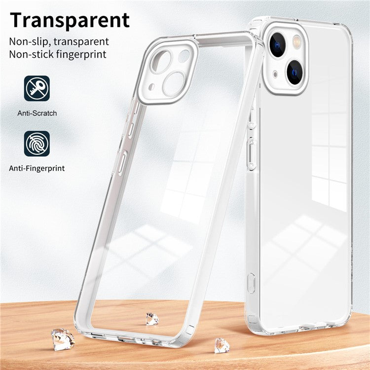 For iPhone 14 Plus 3-in-1 Ultra Thin Phone Case TPU PC Transparent Back Cover with Airbag Protection - White
