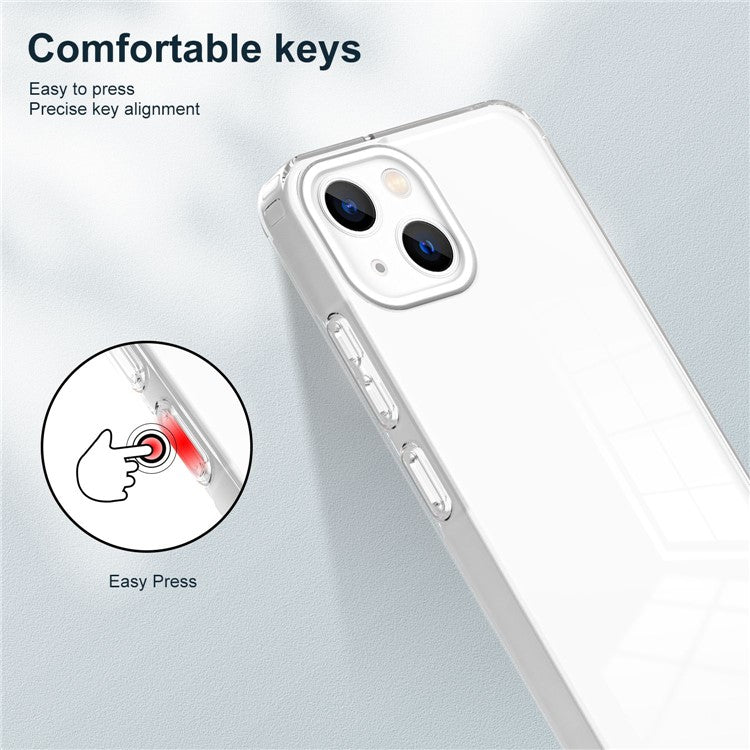 For iPhone 14 Plus 3-in-1 Ultra Thin Phone Case TPU PC Transparent Back Cover with Airbag Protection - White