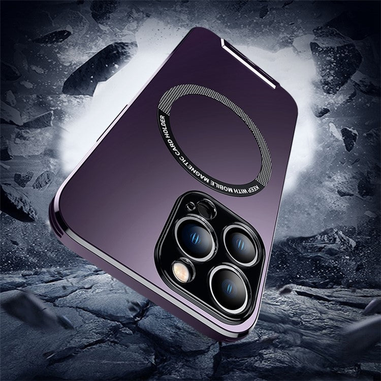 Supporting Kickstand Phone Case for iPhone 14 Pro Max, Compatible with MagSafe Drop Protection Aluminum Alloy+TPU+PC Phone Protector Cover - Purple