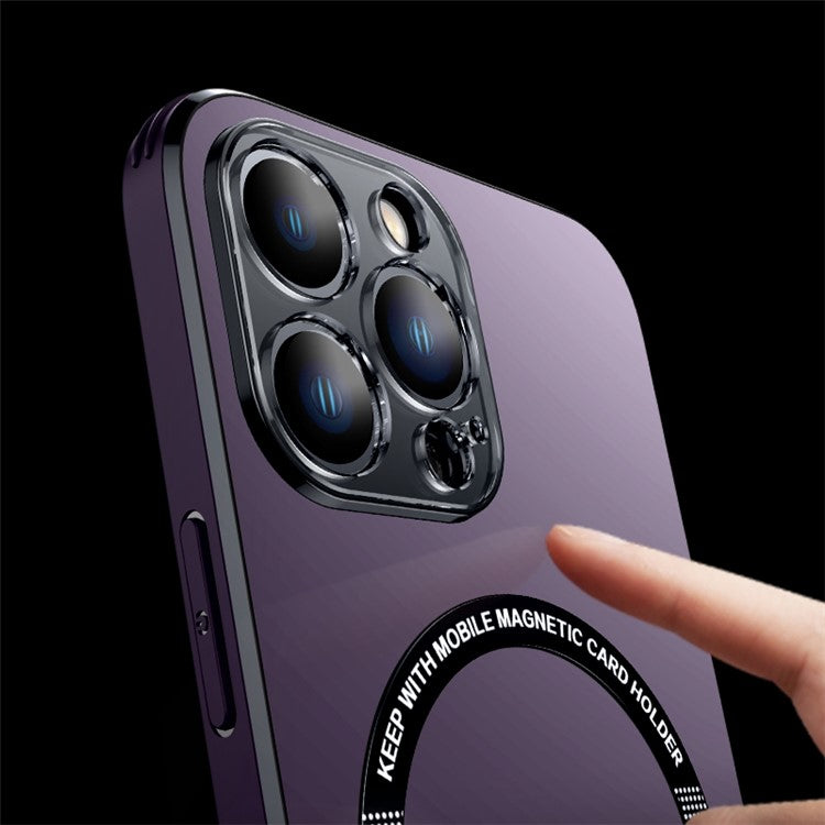 Supporting Kickstand Phone Case for iPhone 14 Pro Max, Compatible with MagSafe Drop Protection Aluminum Alloy+TPU+PC Phone Protector Cover - Purple