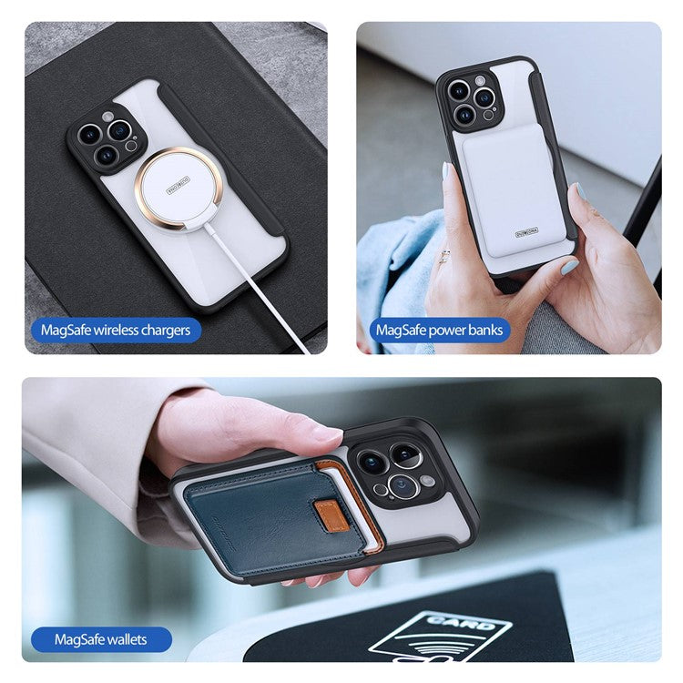 DUX DUCIS Skin X Pro For iPhone 14 Pro Max PU Leather Flip Case Card Holder Stand Clear Back Full Protection Phone Cover Compatible with MagSafe - Black