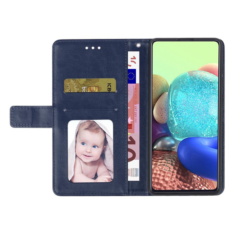 PU Leather Protective Phone Case For Motorola Moto G72 4G, HT01 Imprinted Y-Shaped Lines Wallet Stand Magnetic Clasp Cell Phone Cover with Strap - Blue