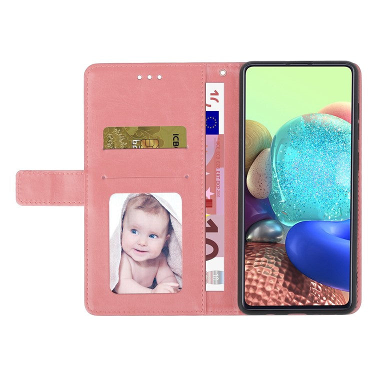 PU Leather Protective Phone Case For Motorola Moto G72 4G, HT01 Imprinted Y-Shaped Lines Wallet Stand Magnetic Clasp Cell Phone Cover with Strap - Pink