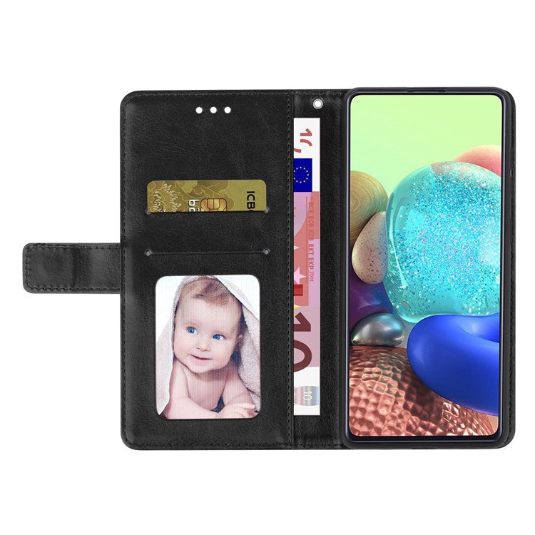 PU Leather Protective Phone Case For Motorola Moto G72 4G, HT01 Imprinted Y-Shaped Lines Wallet Stand Magnetic Clasp Cell Phone Cover with Strap - Black