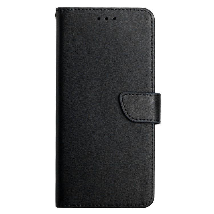 HT02 Genuine Leather Phone Case for Motorola Moto E22 4G / E22i 4G, Nappa Texture Wallet Magnetic Clasp Stand Function Flip Phone Cover - Black