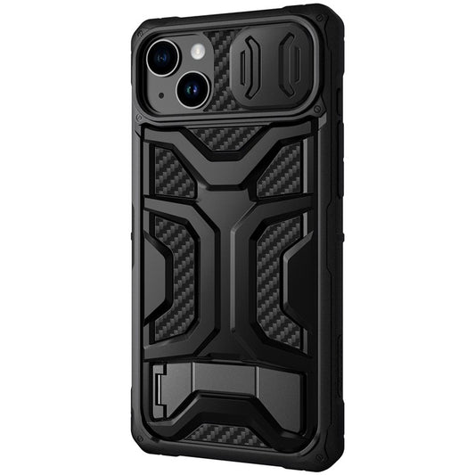 NILLKIN for iPhone 14 Plus Adventurer Pro Shockproof Phone Case Kickstand with Slide Camera Cover TPU+PC Anti-scratch Phone Cover Support Wireless Charging - Black