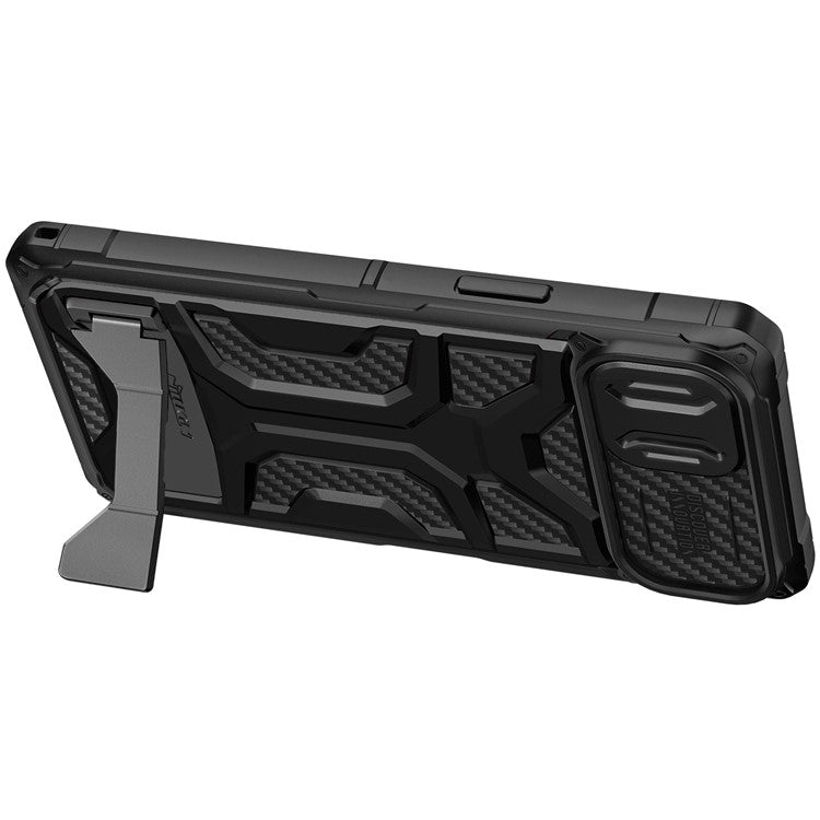 NILLKIN for iPhone 14 Plus Adventurer Pro Shockproof Phone Case Kickstand with Slide Camera Cover TPU+PC Anti-scratch Phone Cover Support Wireless Charging - Black