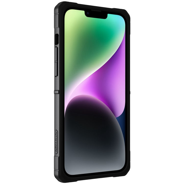 NILLKIN for iPhone 14 Plus Adventurer Pro Shockproof Phone Case Kickstand with Slide Camera Cover TPU+PC Anti-scratch Phone Cover Support Wireless Charging - Black