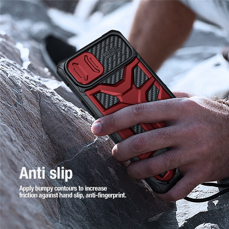 NILLKIN for iPhone 14 Plus Adventurer Pro Shockproof Phone Case Kickstand with Slide Camera Cover TPU+PC Anti-scratch Phone Cover Support Wireless Charging - Black