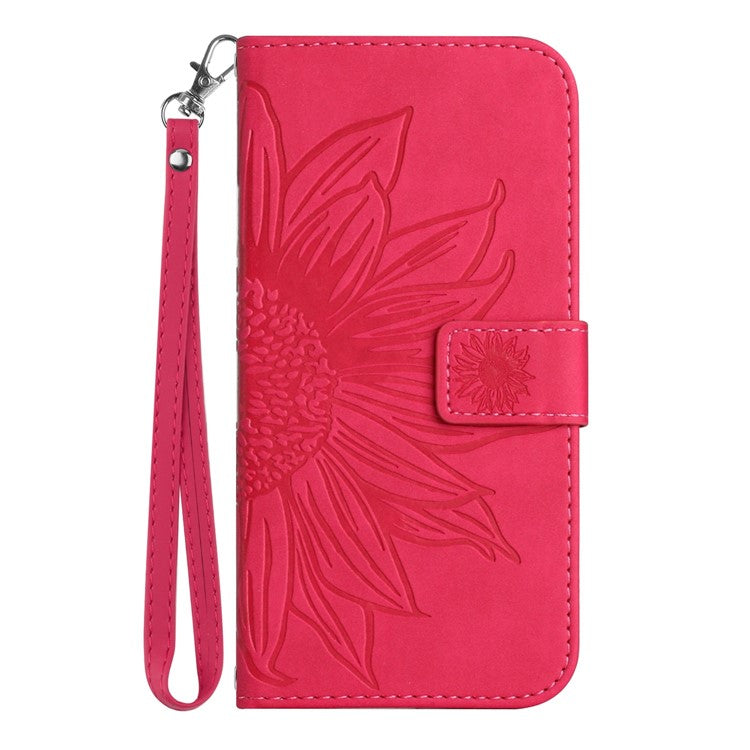 Skin-Touch Feeling Magnetic Flip Phone Case for Motorola Moto G72 5G, Splash Resistant Imprinted Sunflower Stand PU Leather Wallet Cover with Strap - Rose